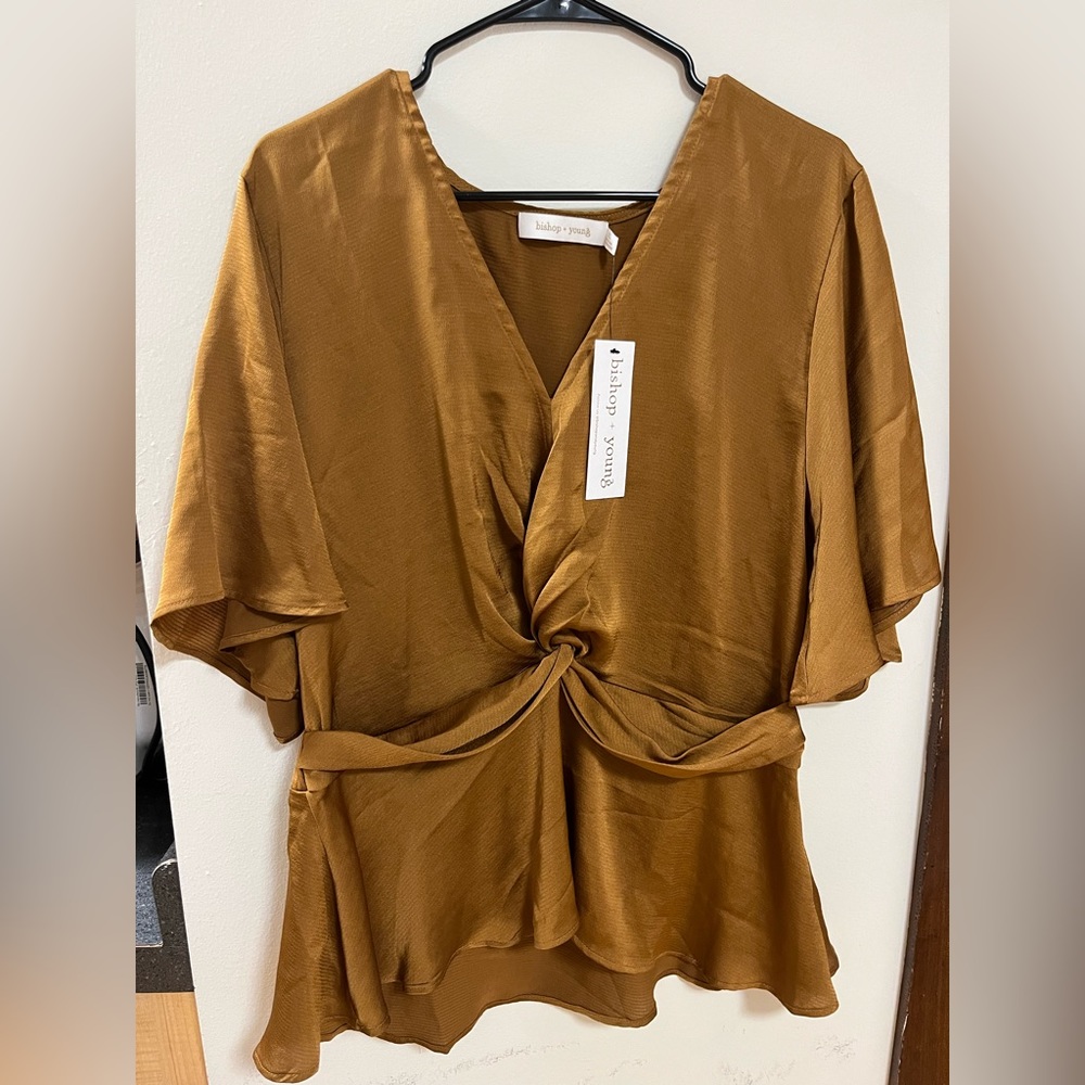 Bishop + Young Pebbled Satin Front Twist Karlie Top